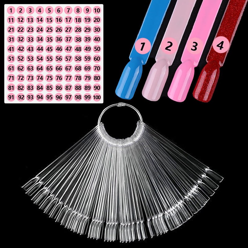 furtherpretty Clear Nail Swatch Sticks with Number Stickers, 50 Pcs Squoval Nail Sample Swatches for Gel Polish Color Display Practice Nails muestrario de colores para uñas Manicure Supplies - Image 1